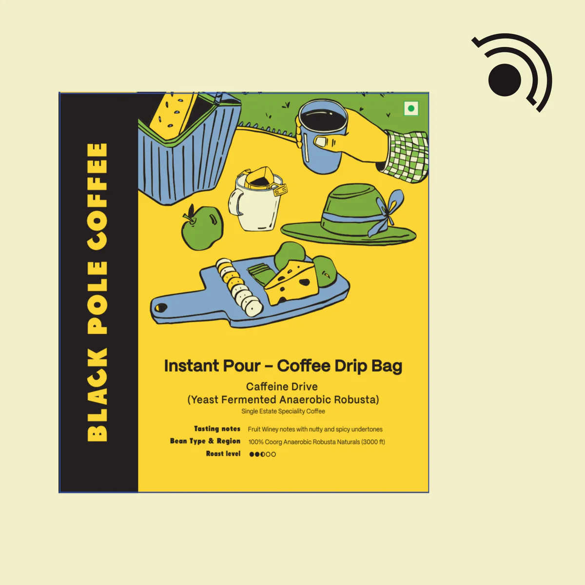 Black Pole Coffee Caffeine Drive Drip Bag